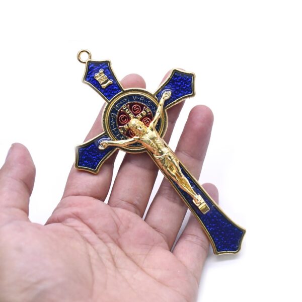 Pendentif croix de Saint benoît, 12x7cm, jésus-Christ, Religion, prière, fournitures de décoration – Image 12
