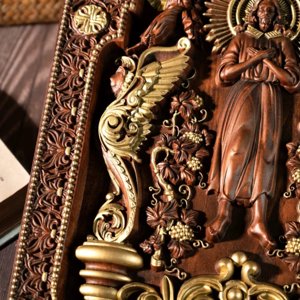 Jésus-Christ Icône de l'Ascension Jésus et Lion en bois, Statue chrétienne, Meilleur cadeau pour les disciples – Image 5