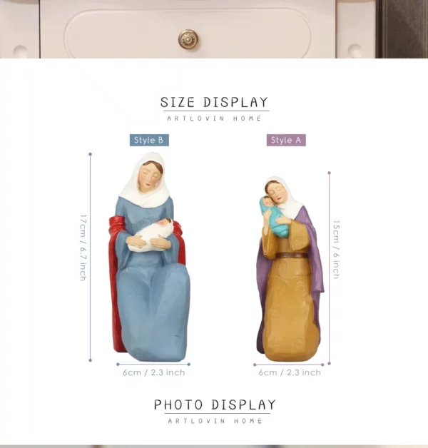 Figurines de la Vierge Marie et de Bébé Jésus en Résine, Figurine d'Ange de Style Vintage, Cadeaux de Mariage Artisanaux – Image 9
