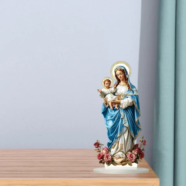 Bienheureuse Marie avec Enfant Jésus Signe JO Catholique Art, Collection Chrétienne, Décoration de Maison pour Salon NikBureau Bureau Festival – Image 2