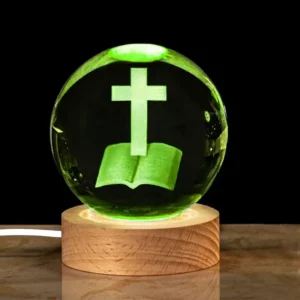 Boule de cristal de croix biblique de 6cm, décor inspirant pour la sérénité de foi, les vacances chrétiennes, les baptêmes, le cadeau de rappels spirituels