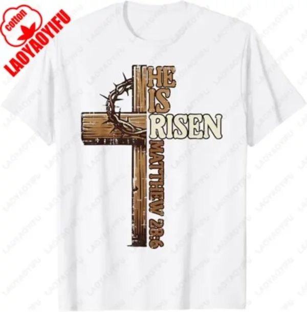 Croix de pâques il est ressuscité jésus chrétien hommes T-Shirt croix chrétienne Bible John 3:16 réflexion 0L3Q48 disant unisexe coton T-Shirt – Image 18