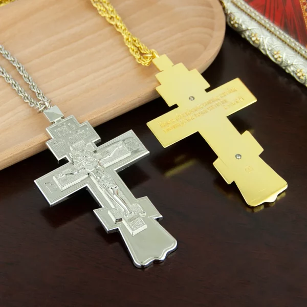 Pendentif croix de Jésus orthodoxe, pasteur de l'église, collier en alliage, poitrine, fournitures rituelles religieuses, prière, prière – Image 14