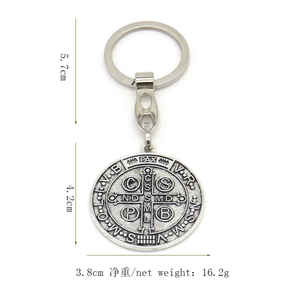 Porte-clés Médaillon Saint Benoît, Pendentif Bijoux Catholique, Double Face, Rond Jésus, Bijoux en Métal, Nouveau – Image 12