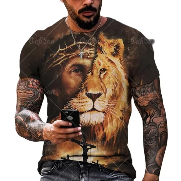 Christ jésus T-Shirt pour hommes impression 3D T-Shirt livraison gratuite vêtements à manches courtes Streetwear Vintage hauts T-Shirt hommes vêtements – Image 4