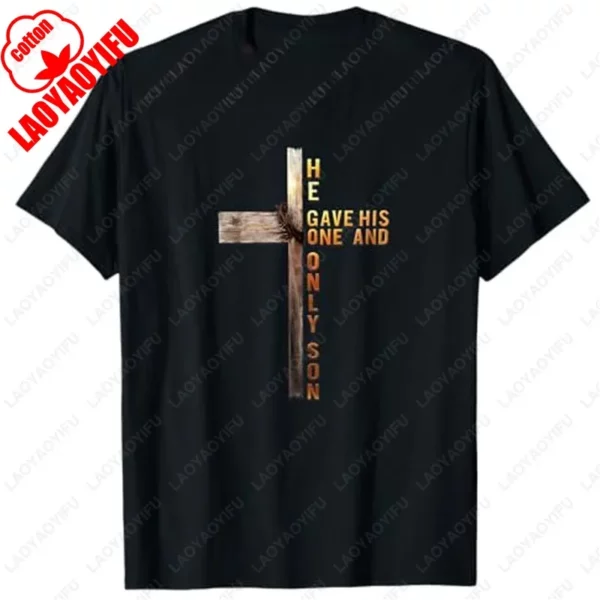 Croix de pâques il est ressuscité jésus chrétien hommes T-Shirt croix chrétienne Bible John 3:16 réflexion 0L3Q48 disant unisexe coton T-Shirt – Image 17