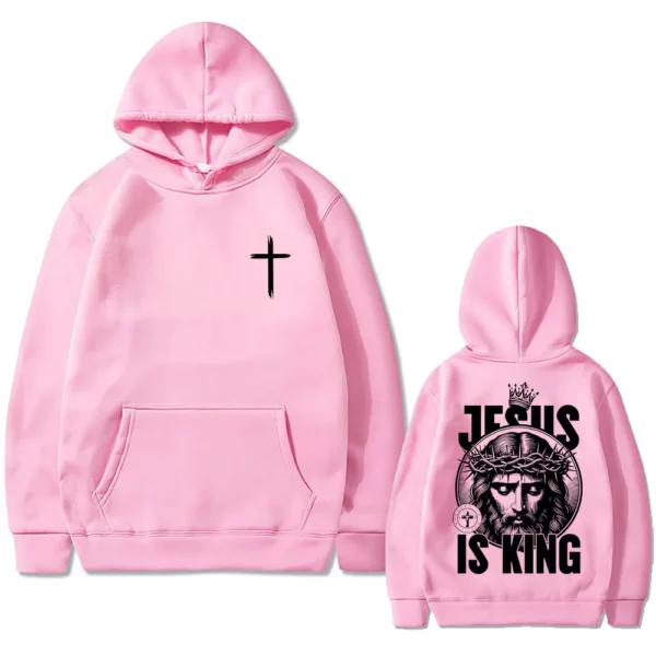 Christian jésus est roi sweat à capuche graphique hommes femmes Hip Hop mode rétro surdimensionné sweat unisexe polaire coton à capuche pull – Image 10