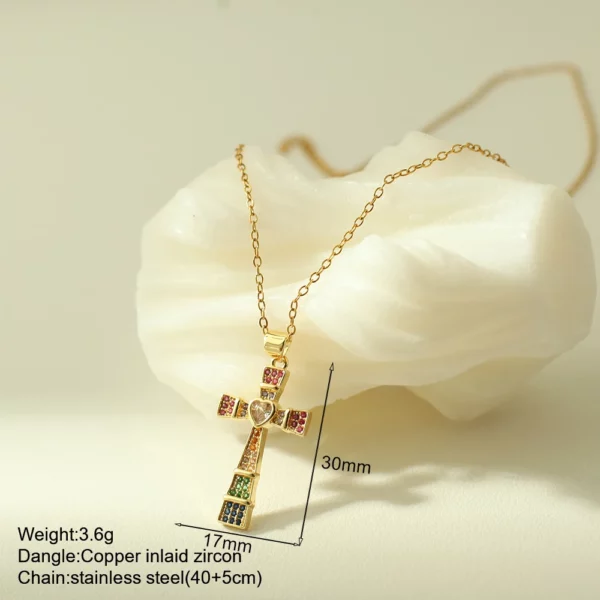 Nouveau en été couleur or bijoux pour Boho Croix et Vierge Marie Collier Pour Femmes En Acier Inoxydable Longue Chaîne Jésus Choker – Image 13