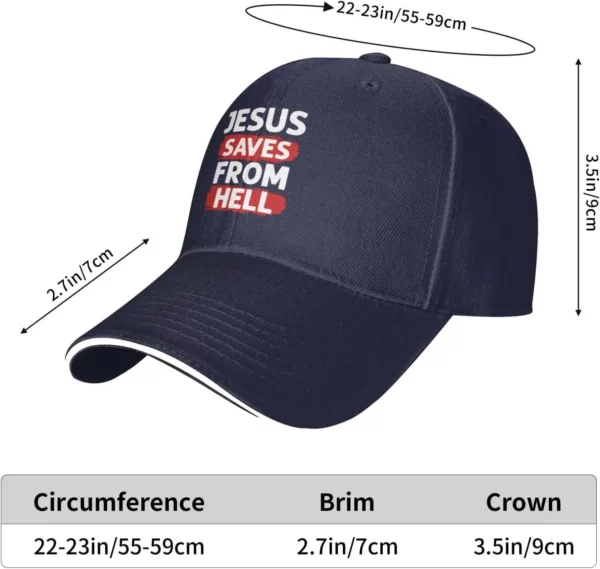 Casquette de baseball réglable pour hommes et femmes, chapeau adulte unisexe, Jésus sauve de l'enfer – Image 2