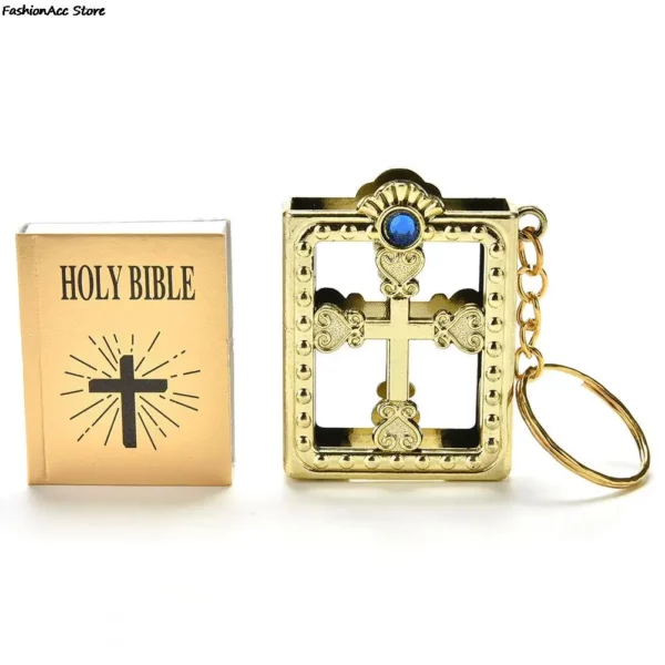 Mini porte-clés de la saint Bible, 1 pièce, papier Miniature religieux anglais, spirituel, chrétien, couverture de jésus, cadeau – Image 6
