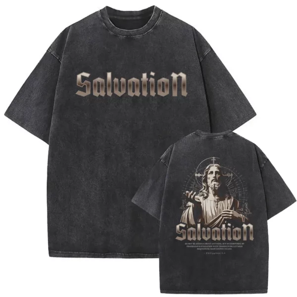 Série religieuse chrétienne jésus Vintage lavé T-shirt hommes femmes gothique Rock surdimensionné à manches courtes t-shirts Hip Hop Streetwear – Image 10