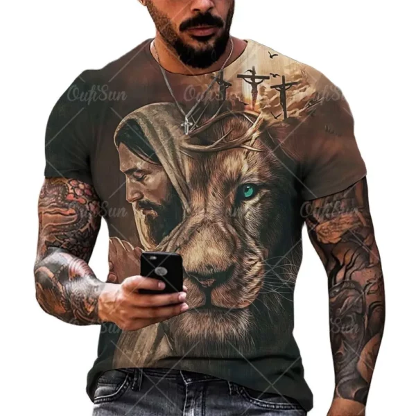 Christ jésus T-Shirt pour hommes impression 3D T-Shirt livraison gratuite vêtements à manches courtes Streetwear Vintage hauts T-Shirt hommes vêtements – Image 2