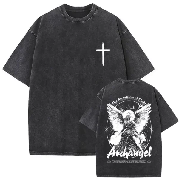 T-shirt délavé Vintage pour hommes et femmes, style religieux chrétien, jésus pardonne le père, gothique Rock, surdimensionné, Streetwear – Image 38