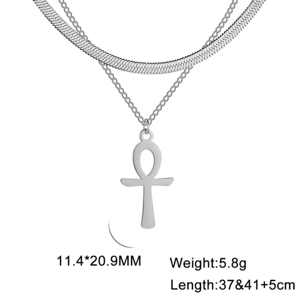 Lucktune Ankh croix amulette égyptienne collier en acier inoxydable clé de la vie symbole Crucifix pendentif collier femmes Religion bijoux – Image 8