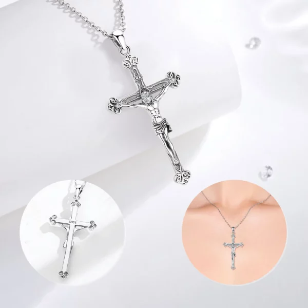 Eudora nouveau 925 en argent Sterling Crucifix croix collier jésus amulette pendentif religieux hommes femmes bijoux personnalité cadeaux – Image 4