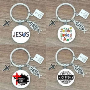 Porte-Clés Personnalisé avec Lettres de Dieu Imprimées, Ornement de la Foi de Jésus, Cadeau de Manucure