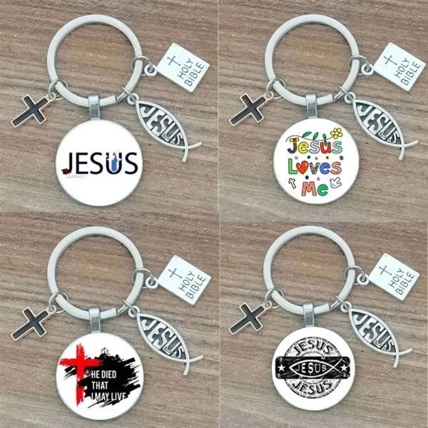 Porte-Clés Personnalisé avec Lettres de Dieu Imprimées, Ornement de la Foi de Jésus, Cadeau de Manucure