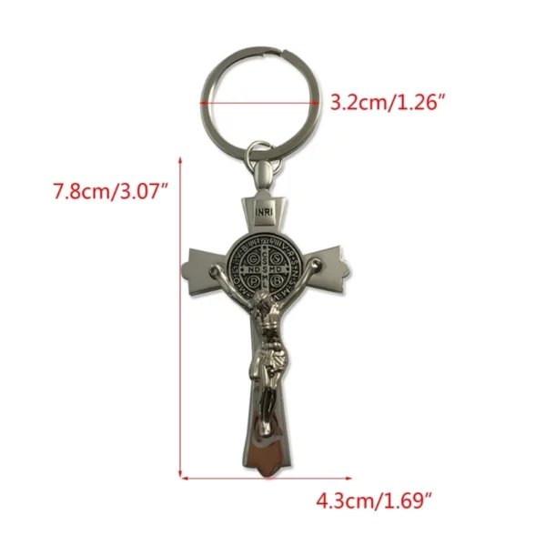 Porte-clés croix de Jésus en bois, décoration de sac, breloque de voiture, support prédire, pendentif fait main, cadeau religieux chrétien – Image 13