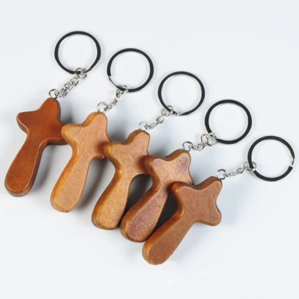 Porte-clés croix de Jésus en bois, décoration de sac, breloque de voiture, support prédire, pendentif fait main, cadeau religieux chrétien – Image 29