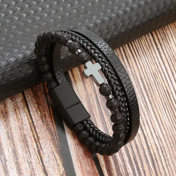 Breloques croisées classiques, 3 couches, tissées à la main, Bracelets en cuir de haute qualité pour hommes et femmes, à la mode, en pierre d'oeil de tigre, cadeau de mariage – Image 16