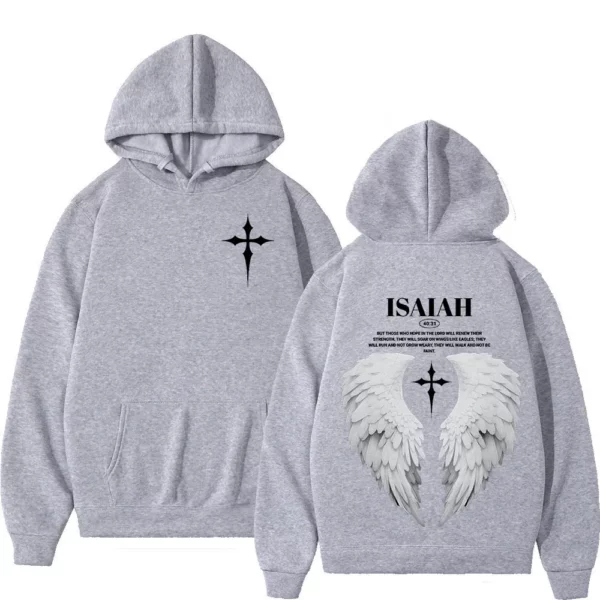 Sweat-shirt à capuche pour hommes et femmes, esthétique, chrétien, aile de jésus, verset de la Bible, mode Harajuku, surdimensionné, décontracté, ample, polaire – Image 5