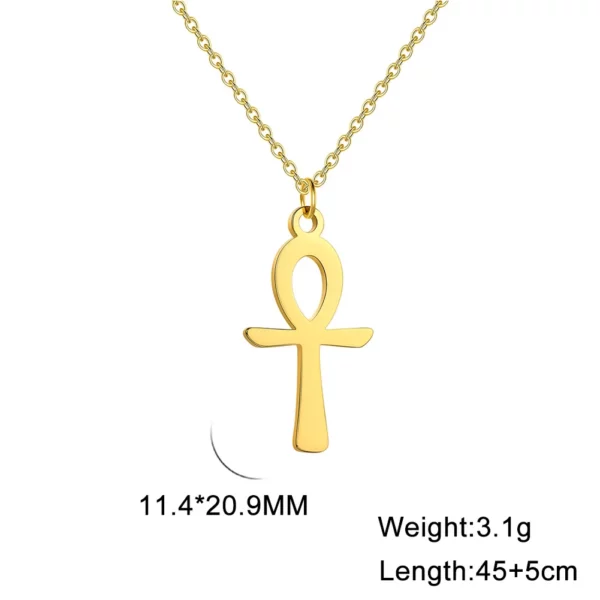 Lucktune Ankh croix amulette égyptienne collier en acier inoxydable clé de la vie symbole Crucifix pendentif collier femmes Religion bijoux – Image 9