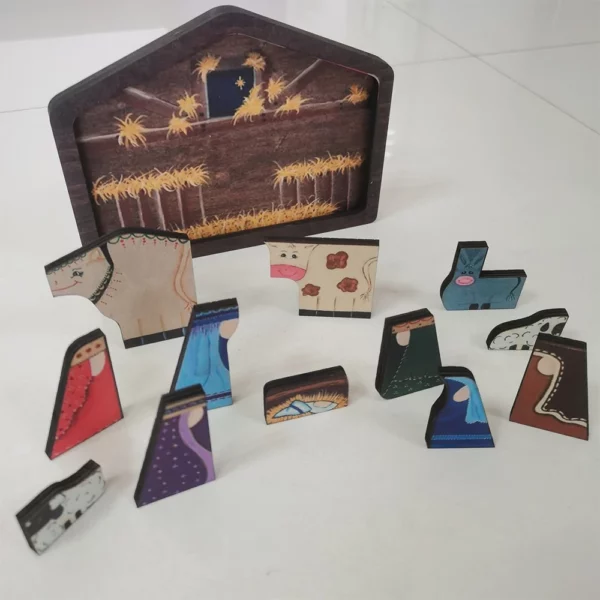 Puzzle de Jésus en bois pour la décoration de la maison, jeu de puzzle de Noël, conception unique brûlée, bureau drôle, FigAuckland, Nativité – Image 19