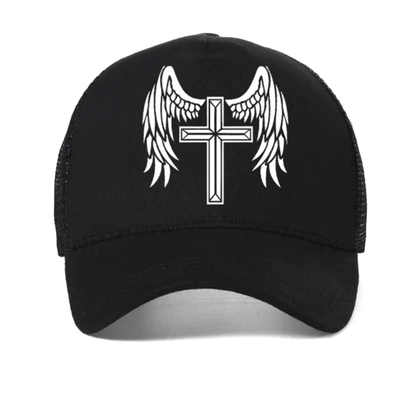 Angel Will Protect You casquette mode unisexe la croix jésus-Christ impression casquette de Baseball Cool mode été visière camionneur chapeau – Image 8