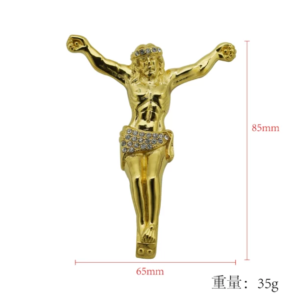 Collier croix de jésus religieux pour hommes, pendentif croix couleur or avec strass, bijoux cadeaux pour hommes, nouvelle collection – Image 8