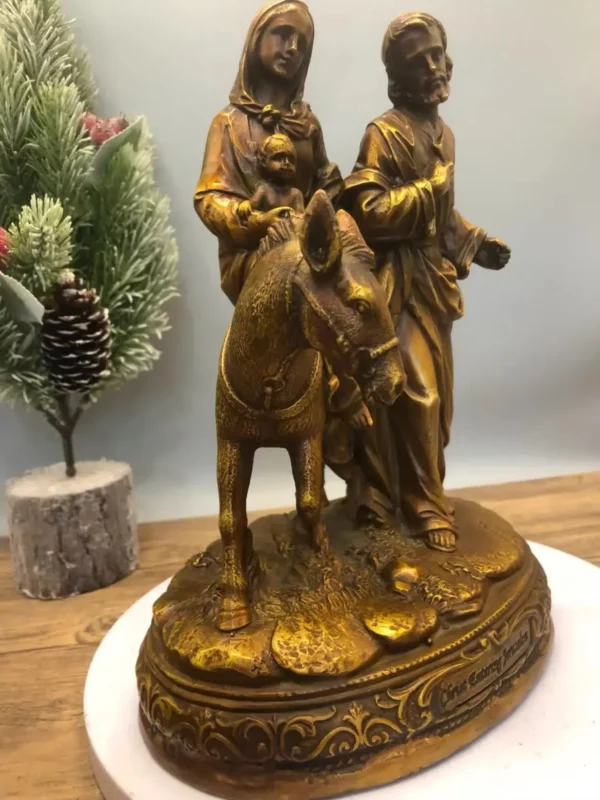 ancienne collection de christianisme catholicisme sculpture en bronze chrétien statue religieuse Madonna marie jésus foi cuivre sainte famille – Image 2
