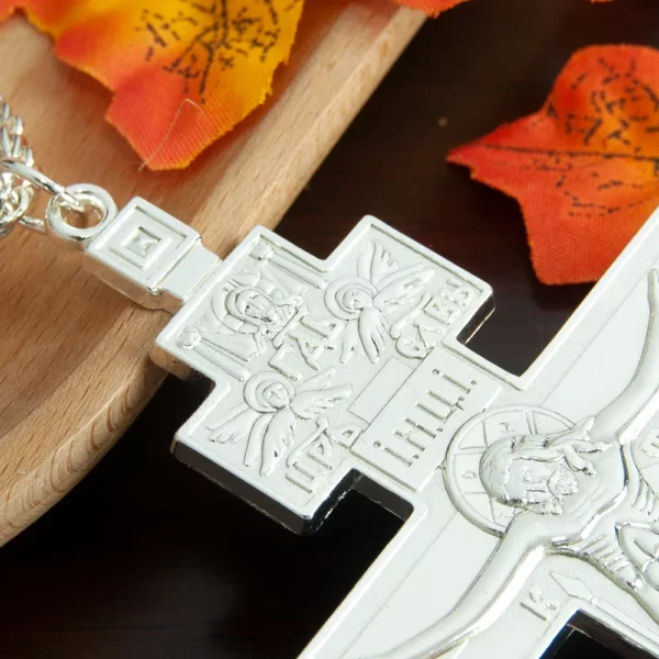 Collier avec pendentif croix pectorale plaquée or, Crucifix orthodoxe de jésus-Christ, pour prêtre et croyants – Image 19