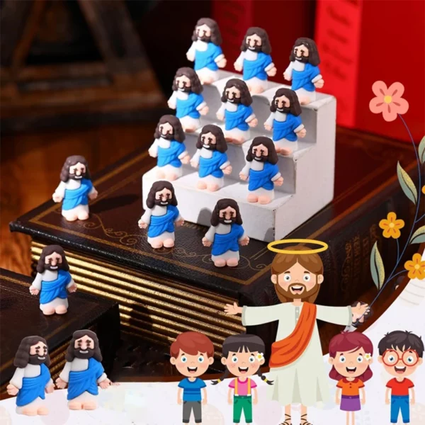 Mini figurines de petit Jésus en caoutchouc, jouets à cacher et chercher, faveurs de fête, école du dimanche, Bapt, 10/15 pièces – Image 4