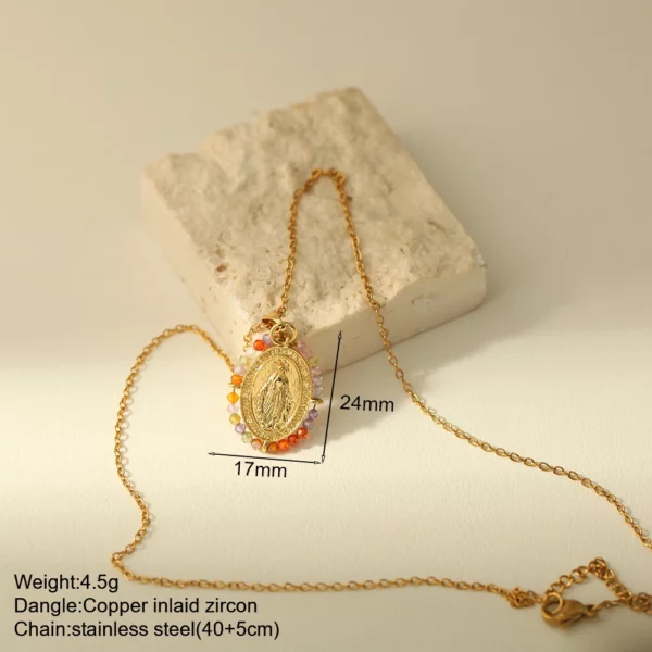 Croix Collier Pour Les Femmes Bohème Jésus Vierge Marie Choker Boho Zircon Colliers En Acier Inoxydable Longue Chaîne Nouveau Dans le cou Bijoux – Image 50