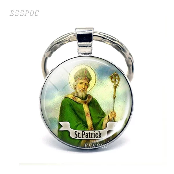 Saint Anthony porte-clés Saint porte-clés médaille d'amour cadeaux chrétiens Cabochon religieux bijoux religieux porte-clés anneau – Image 14