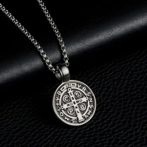 Collier Saint benoît en acier inoxydable, médaille de San Benito, pendentif spirituel de la vierge marie pour hommes et femmes – Image 14