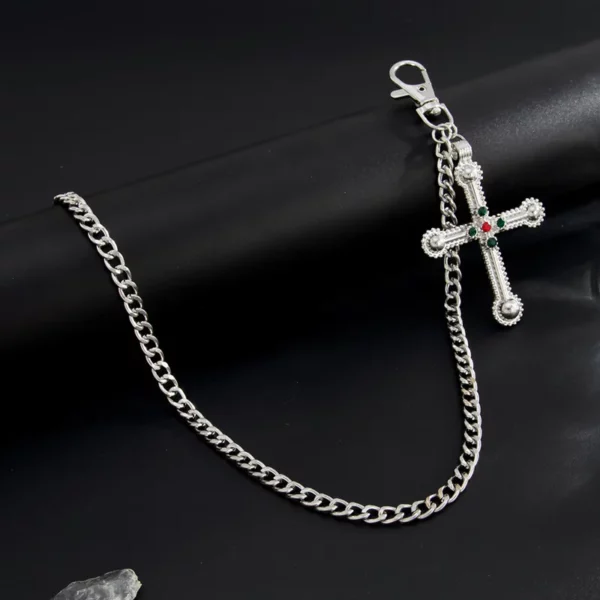 52CM Punk croix jésus pendentif porte-clés pour hommes Rock Goth pantalon taille ceinture portefeuille sac chaîne jean pantalon mâle bijoux Grunge – Image 15