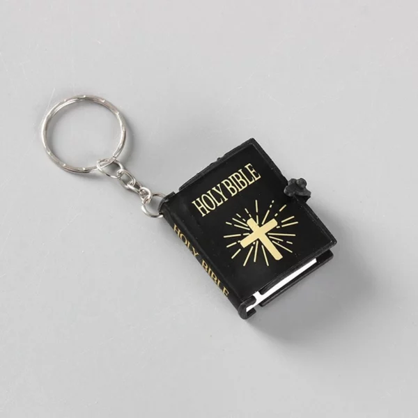 Mini porte-clés de livre de la Sainte Bible pour la décoration de sac, porte-clés religieux anglais, papier spirituel, femmes et hommes, prière chrétienne, croix de Jésus – Image 9