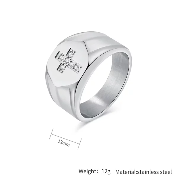 Bague croix en acier inoxydable pour homme, cubique, contre-indiqué, nouvelle mode – Image 6