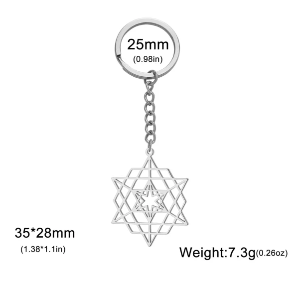 Dreamtimes-Porte-Clés Hexagramme Symdains en Acier Inoxydable, Pendentif Géométrique Juive, Étoile de FC, Cadeau Bijoux pour Femme et Homme – Image 7