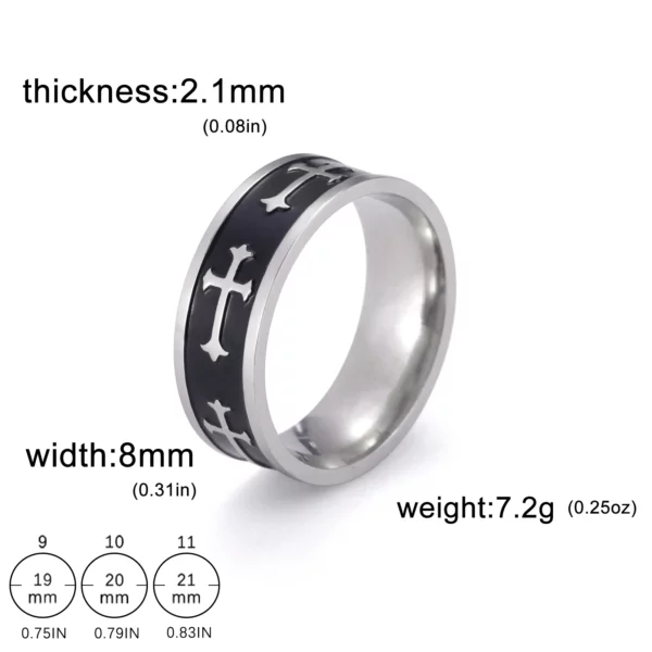 HIPEE-Bague de couple en acier inoxydable pour homme, personnalisée, hip hop, croix, fiançailles, cadeau de mariage, bijoux fantaisie, tendance – Image 6