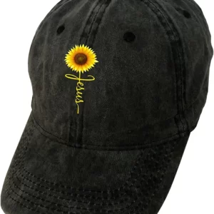 Edeal-Casquettes de Baseball en denim vintage délavées pour femmes, meilleur connaissance des contaminants, chapeau de tournesol béni de Jésus