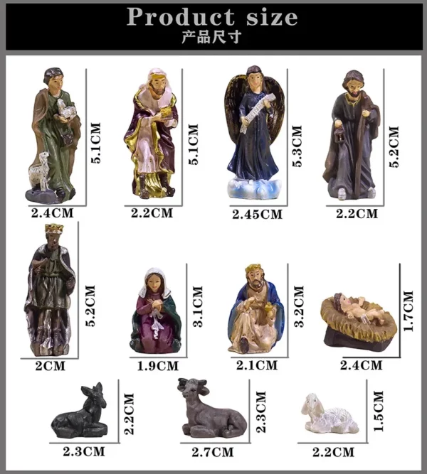 Ensemble de scène de la Nativité de Pâques, Crèche de Jésus de la Vie Réelle, Ornement de Noël CPull, Sainte Famille, Artisanat, Statue, Décor, Cadeaux – Image 9