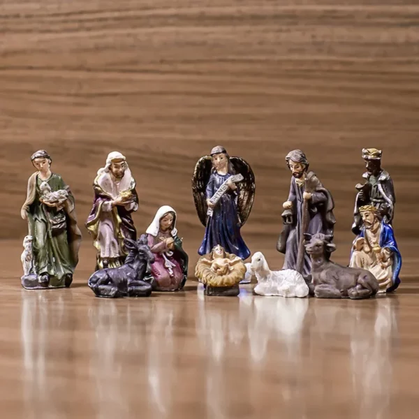 Ensemble de scène de la Nativité de Pâques, Crèche de Jésus de la Vie Réelle, Ornement de Noël CPull, Sainte Famille, Artisanat, Statue, Décor, Cadeaux – Image 2