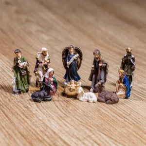 Statue de scène de la Nativité peinte à la main, collection en résine, naissance de Jésus, 11 pièces