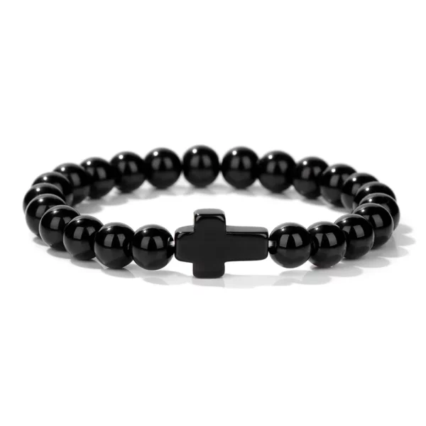 Croix opale pierre perles Bracelets pour Femme hommes prière Protection âme énergie guérison Quart Bracelet Yoga bijoux Homme Pulsera – Image 16