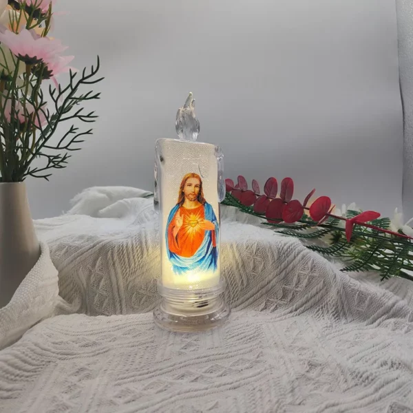 Jésus Catholique Chrétien Cérémonie Religieuse Vierge Électronique Sans Flamme LED, Prière Dévotionnelle ci-après les Lumière Décoration Religieuse – Image 9