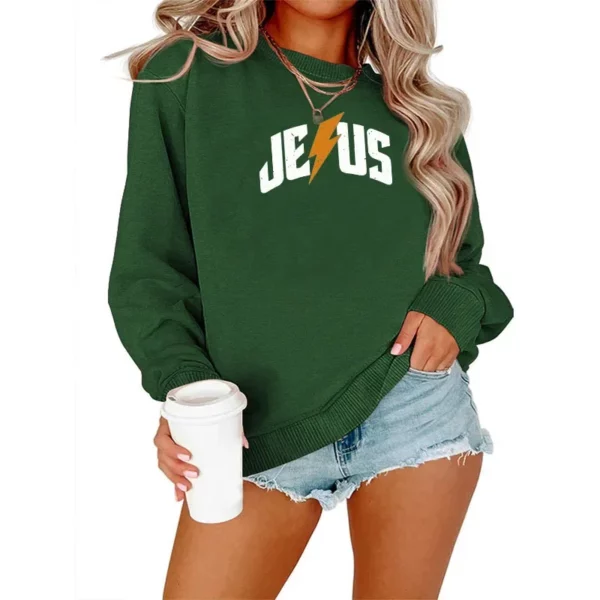 Sweat-shirt à manches longues et col ras du cou pour femme, ample, imprimé jésus, décontracté, confortable, Streetwear, automne-hiver – Image 15