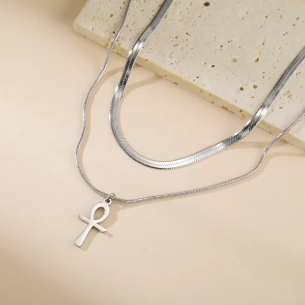 Lucktune Ankh croix amulette égyptienne collier en acier inoxydable clé de la vie symbole Crucifix pendentif collier femmes Religion bijoux – Image 45