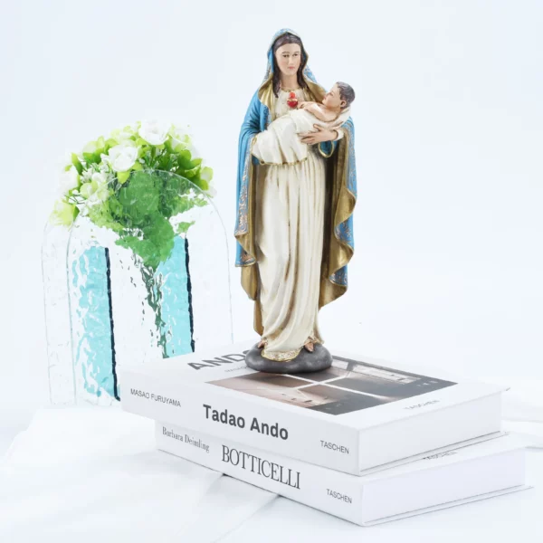 Statue de la Vierge Catholique et de l'Enfant Jésus, 1 Pièce, Sainte Mère, Vierge Marie, Décoration Intérieure Inspirante – Image 3