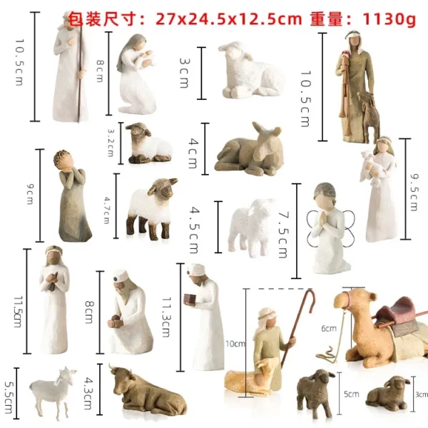 Figurine d'arbre de saule de la Sainte Famille, ensemble religieux de la Nativité de Jésus de Pâques, statue peinte à la main, ornements de chambre, artisanat de décoration de la maison – Image 12
